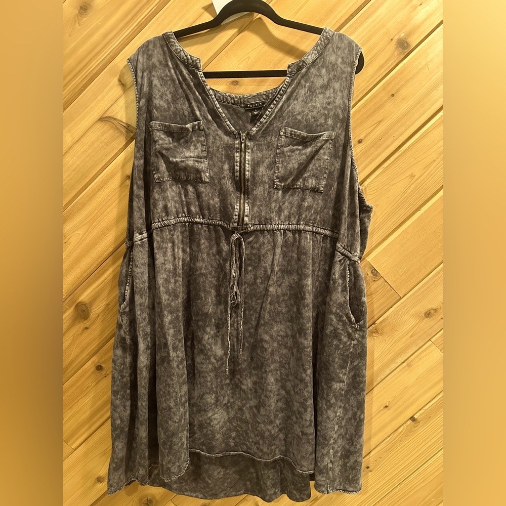 💙 Charcoal Torrid Mini Challis Shirt Dress